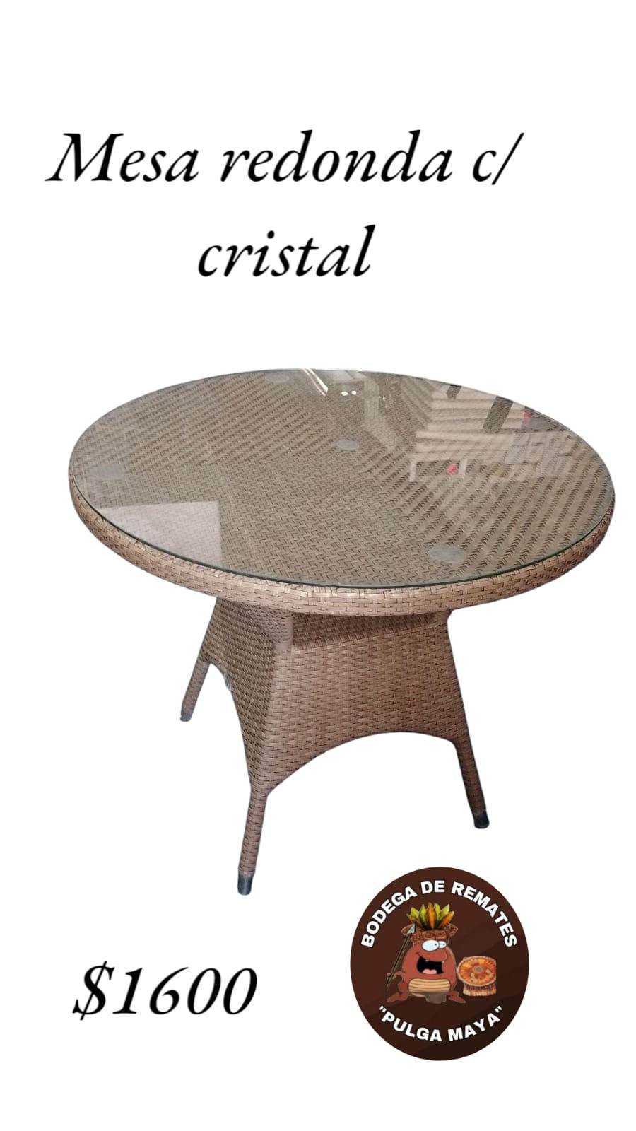 Mesa redonda con cristal