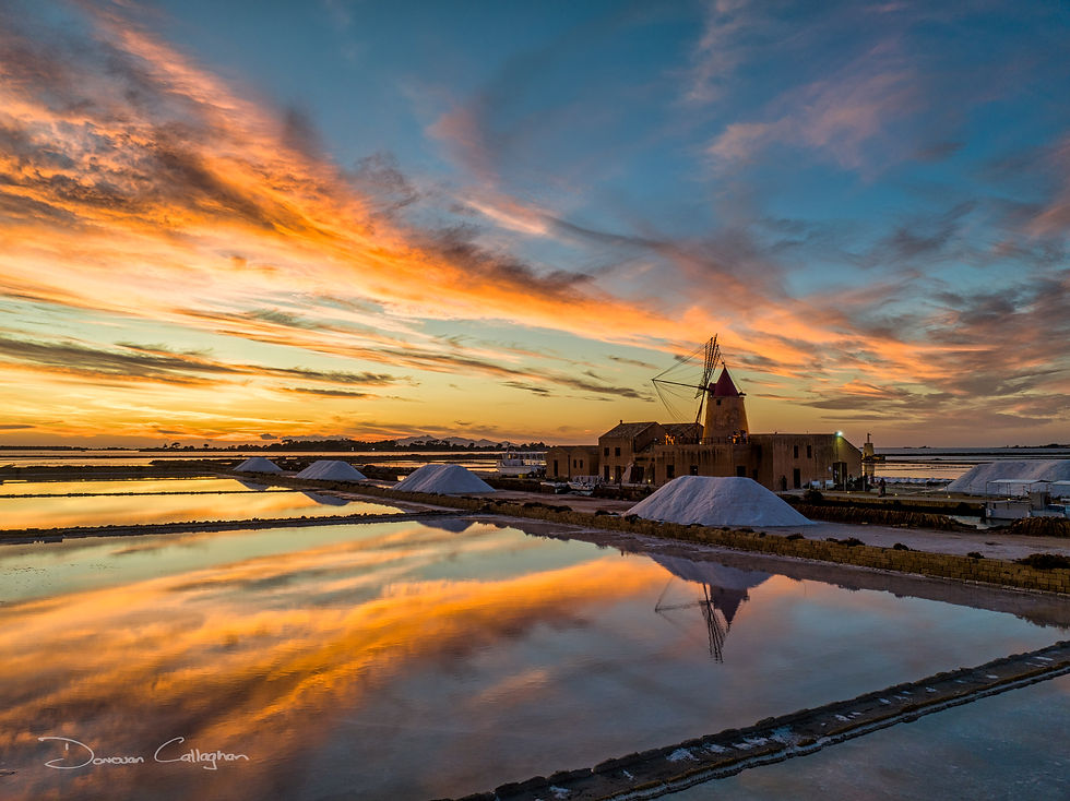 Masala Windmill Sunset Sicily Photo