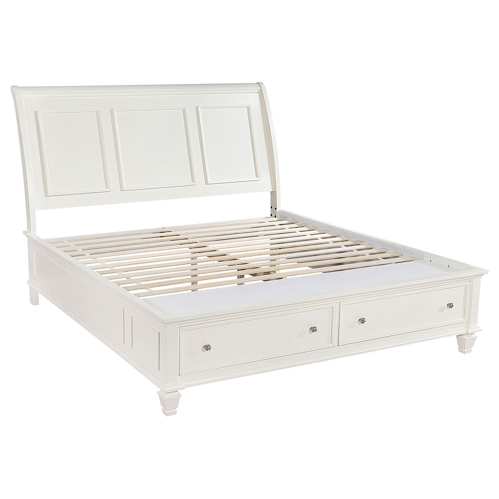 Thumbnail: Sandy Beach Wood Eastern King Storage Panel Bed Cream White