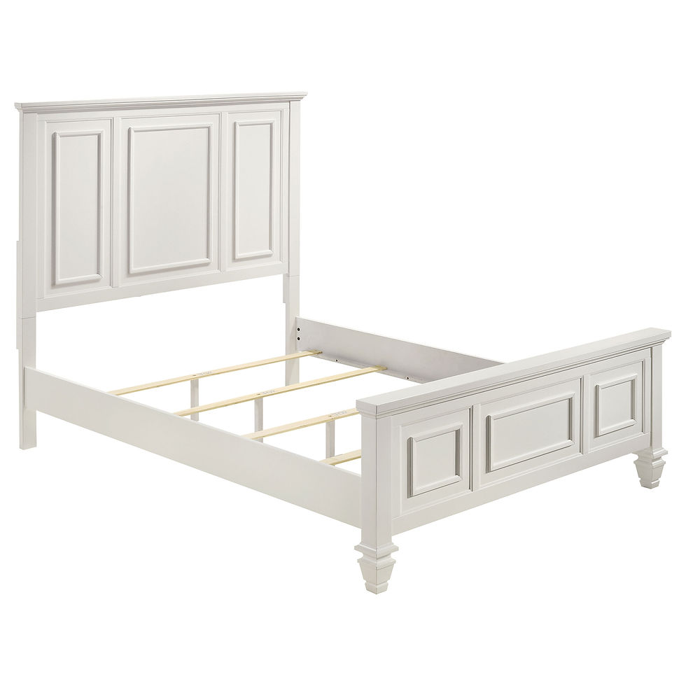 Thumbnail: Sandy Beach Wood Queen Panel Bed Cream White