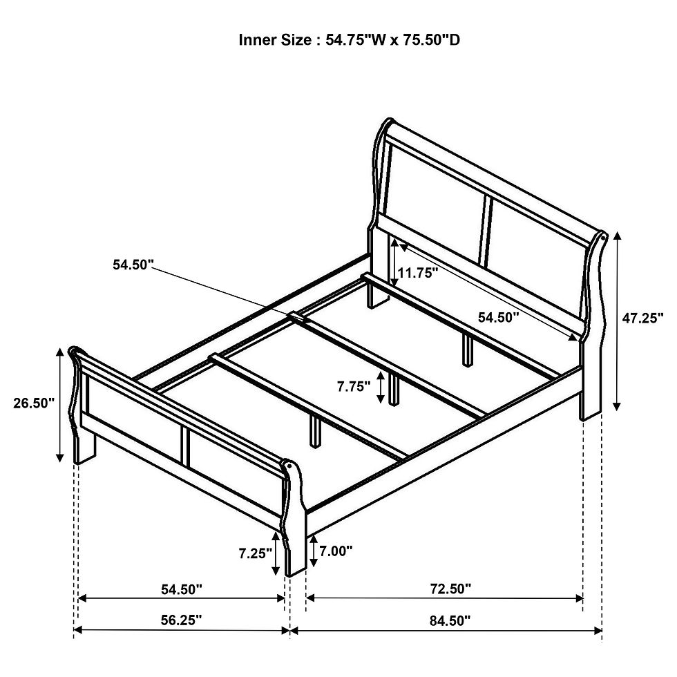Thumbnail: Louis Philippe 47-inch Full Sleigh Panel Bed White