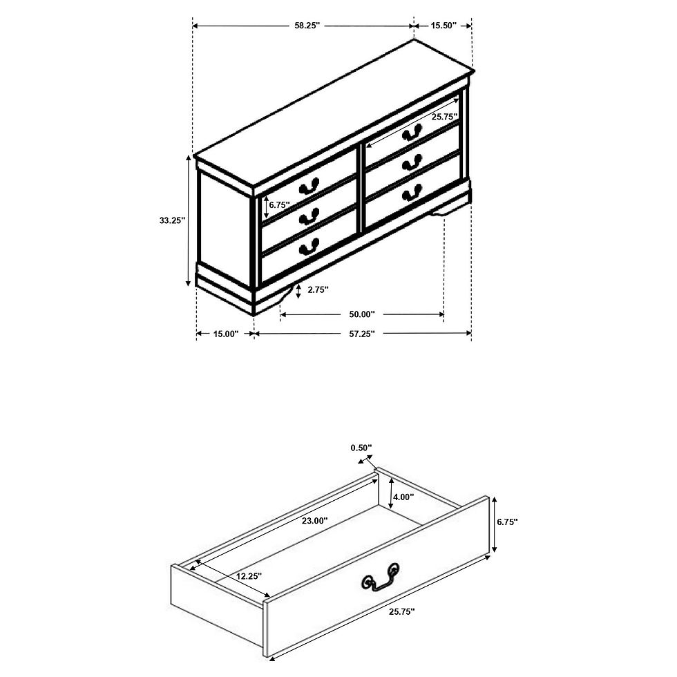Thumbnail: Louis Philippe 6-drawer Dresser Cappuccino