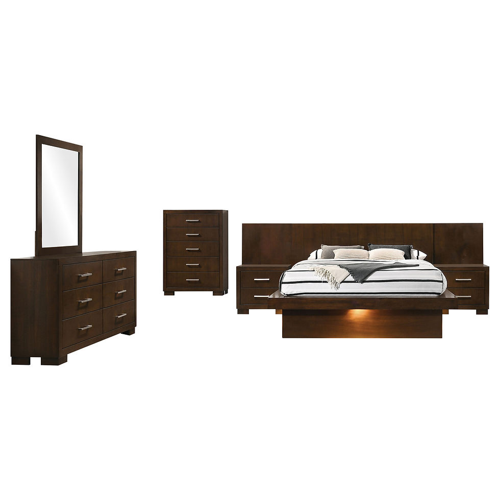 Thumbnail: Jessica 6-piece Eastern King LED Bedroom Set Cappuccino