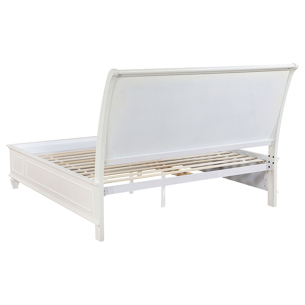 Thumbnail: Sandy Beach Wood Eastern King Storage Panel Bed Cream White