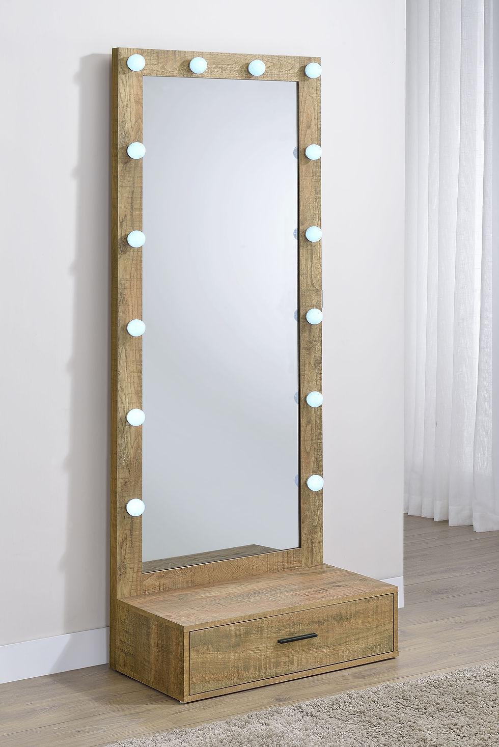 Thumbnail: Spector 1-drawer Lighted Full-Length Floor Mirror Mango