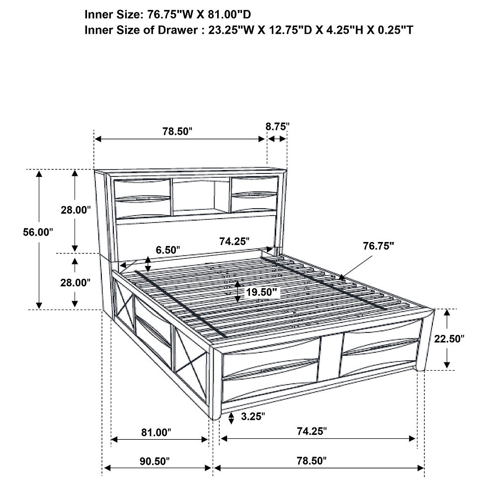 Thumbnail: Briana Wood Eastern King Storage Bookcase Bed Black