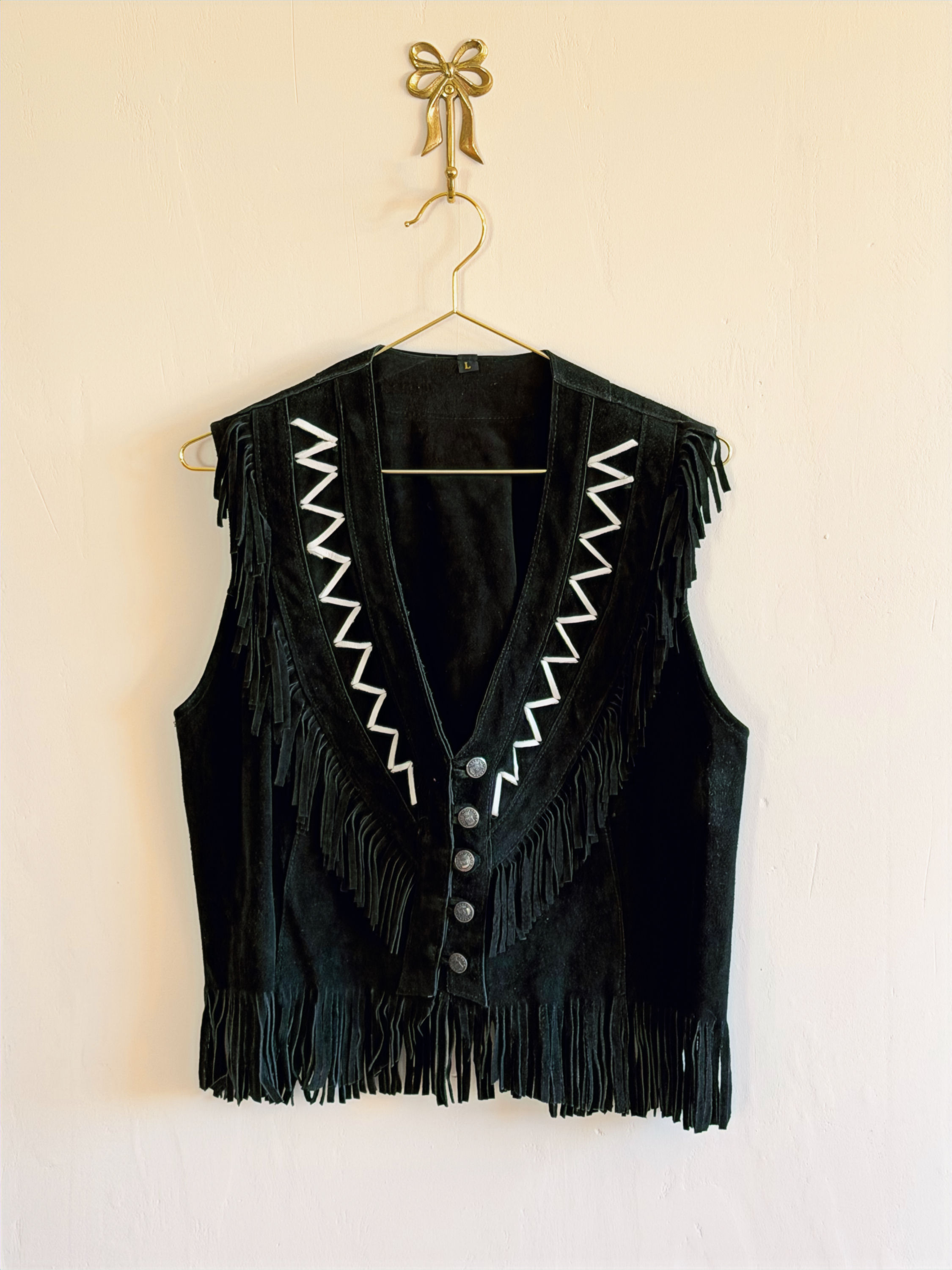 Gilet suede fringe zwart