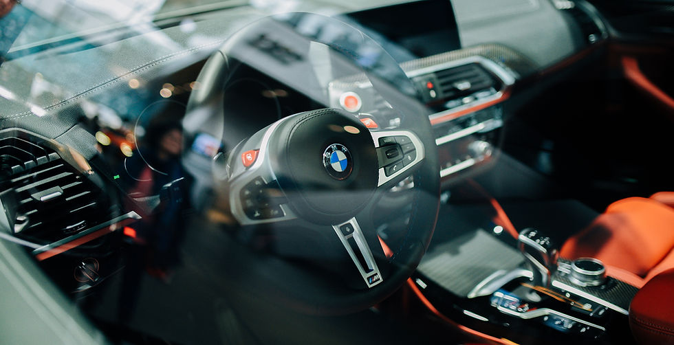 View through windshield of new BMW