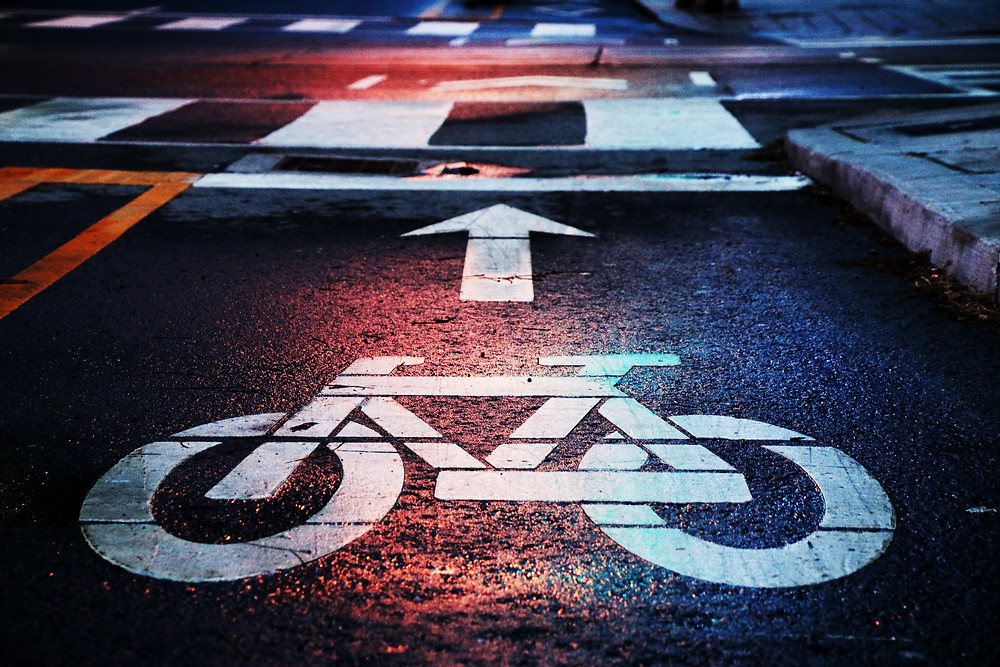 Night Shot of Bike Lane