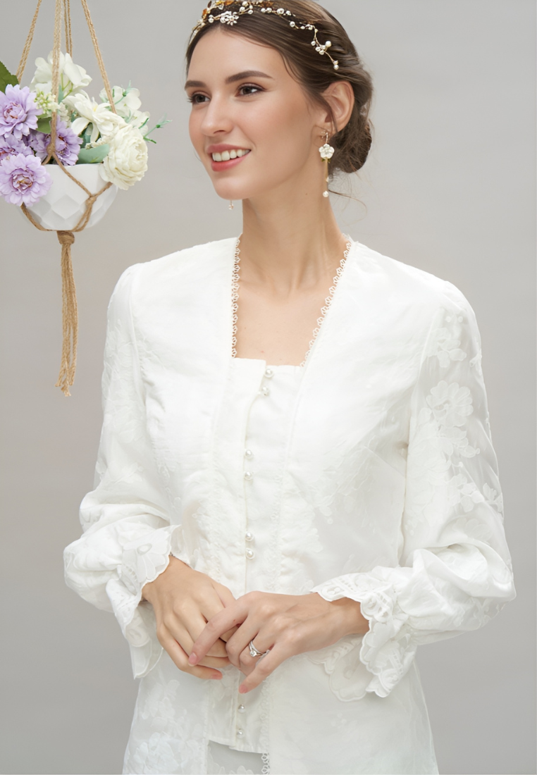 Thumbnail: Loveaisyah White Lace Silk Kebaya & Black Checkered Skirt