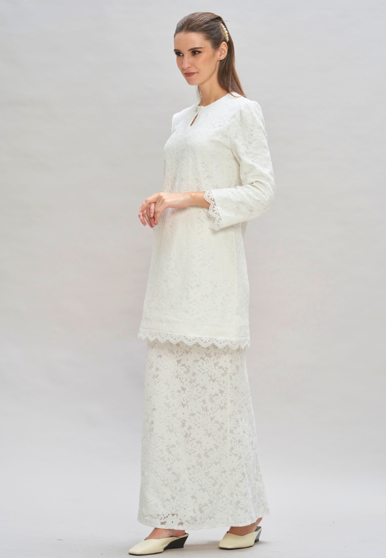 Thumbnail: white lace modern baju kurung