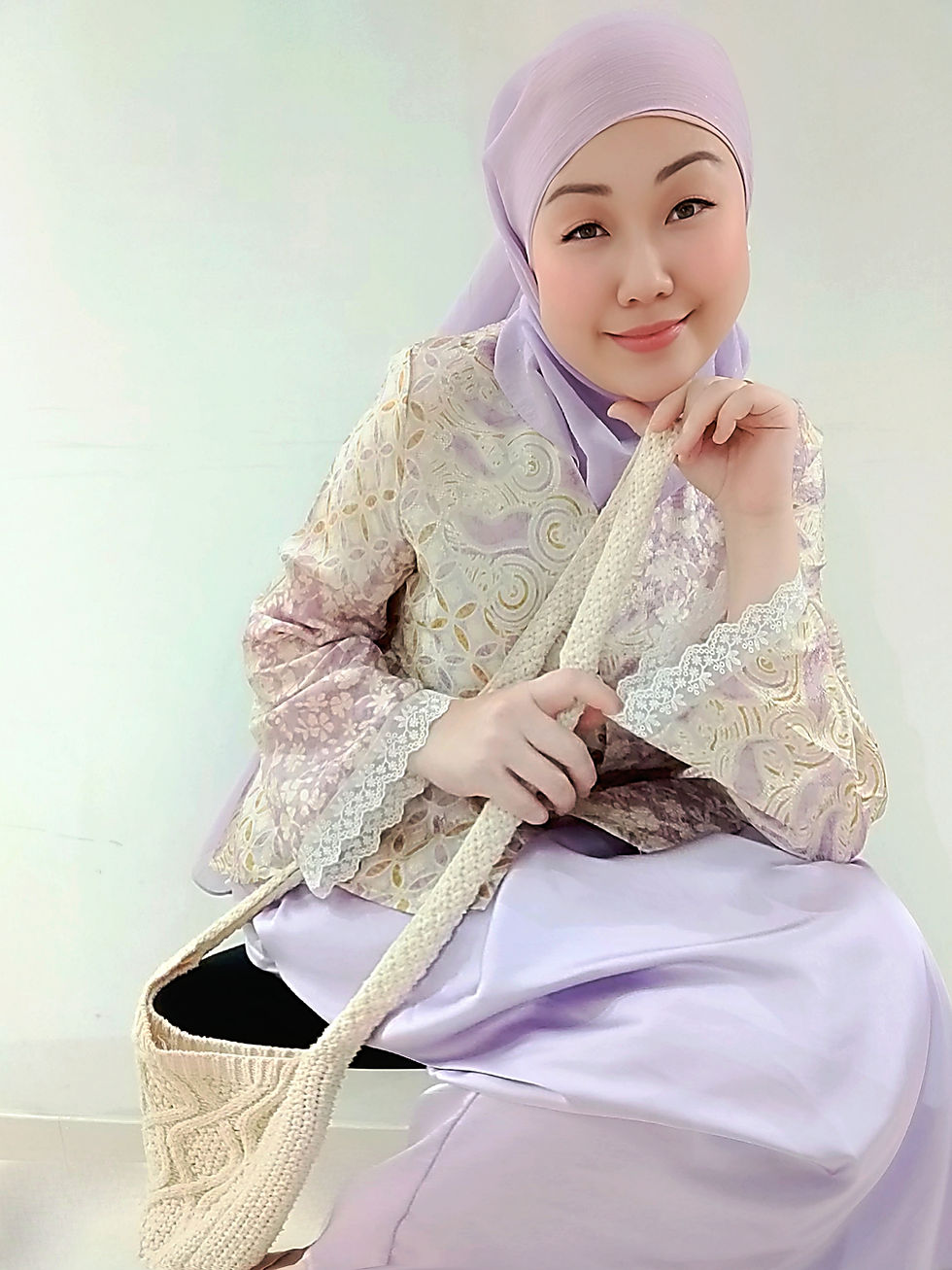 Thumbnail: Loveaisyah Premium Batik Lilac Kebaya & Satin Wrap Skirt Modern Baju Kurun