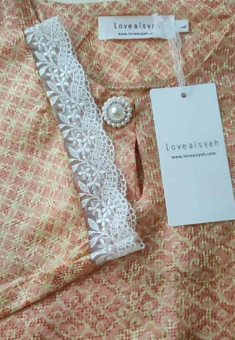 Thumbnail: Premium Batik Peach Top & Wrap Skirt Modern Kurung Hari Raya