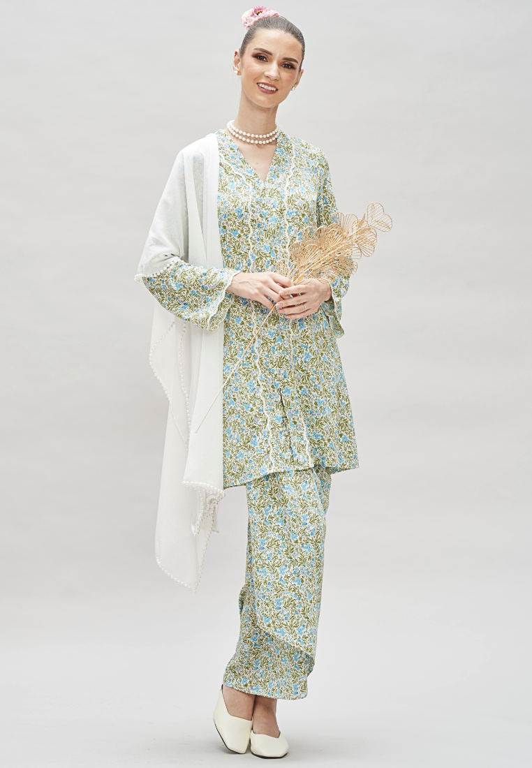 Thumbnail: Loveaisyah Liberty Mini Floral Embroidery Kebaya Top & Wrap Skirt