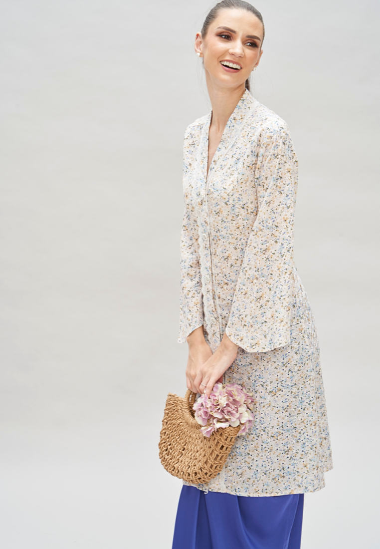 Thumbnail: Loveaisyah Mini Floral Embroidery Eyelet Long Kebaya  & Wrap Skirt Modern Kurung