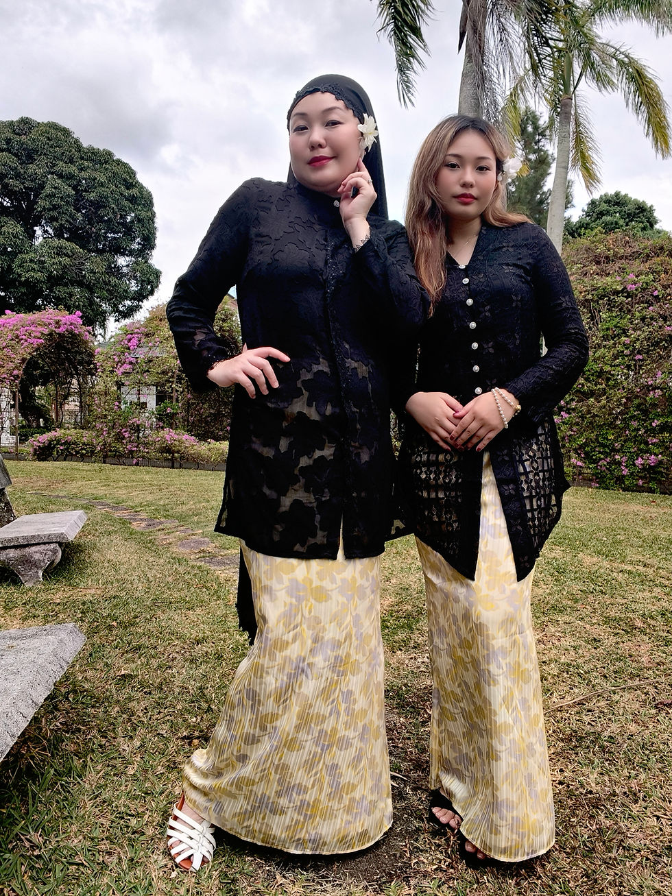 Thumbnail: Loveaisyah Black Premium Chiffon High Neck Top & Floral Jacquard Skirt