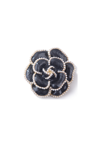 Brooch Mini Pearl Black Flower Pedals Raya Accessory | loveaisyah.com