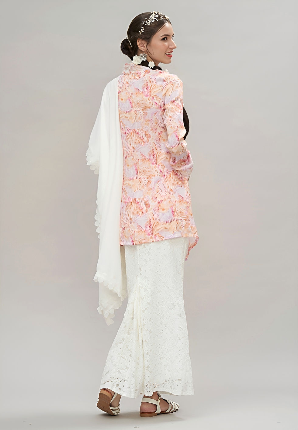 Thumbnail: Loveaisyah modern floral lace pink kebaya top hari raya