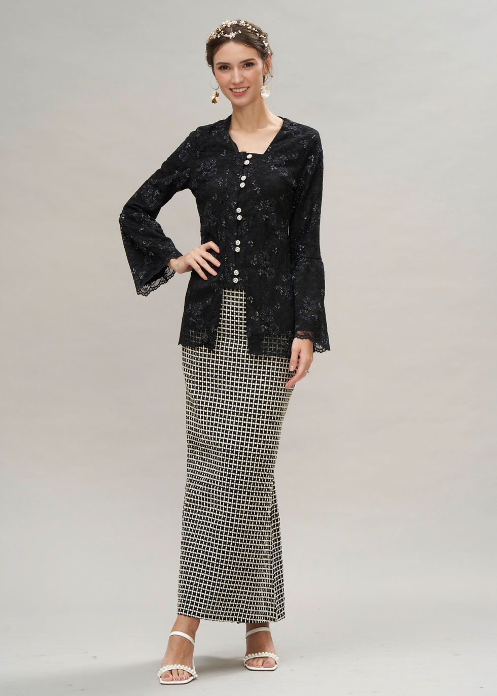 Thumbnail: buy black modern kebaya for hari raya online