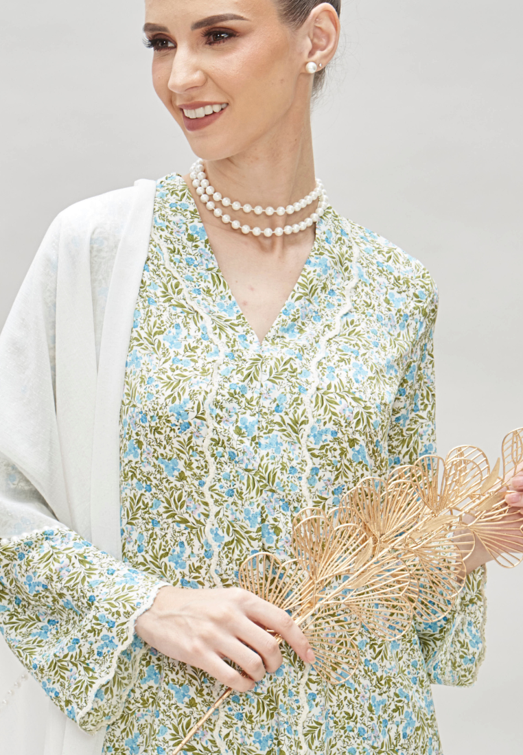 Thumbnail: Loveaisyah Liberty Mini Floral Embroidery Kebaya Top & Wrap Skirt