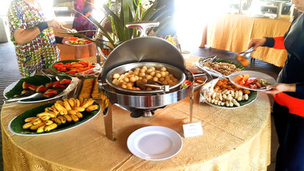 A diverse selection of meals is offered, with vegetarian options available. Some may incur an additional fee, while others are free at Dreamer Island Resort.