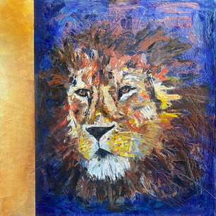 lion palette knife painting