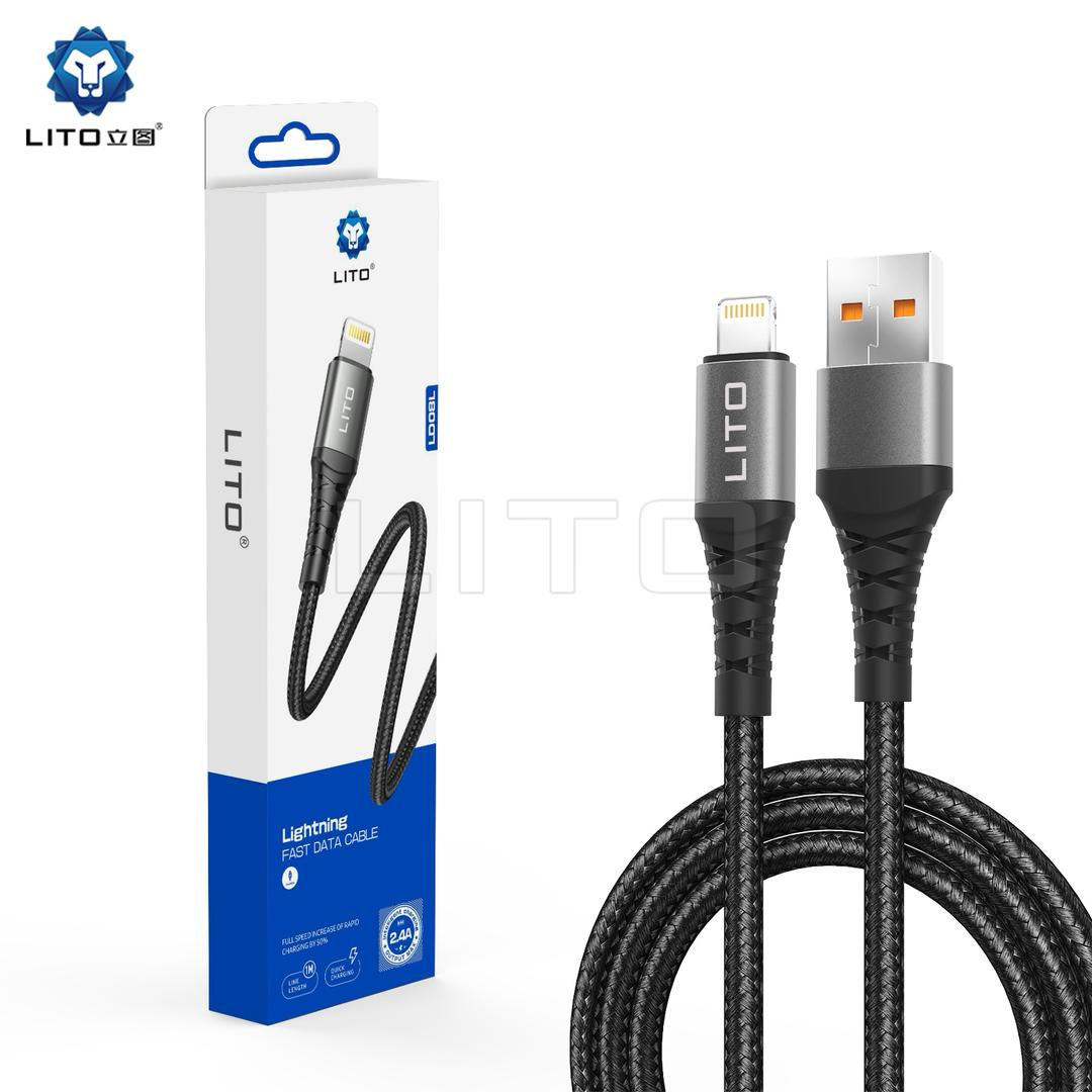 Lito - Data / Charging Cable USB to Lightning 1M Black Braided LD08
