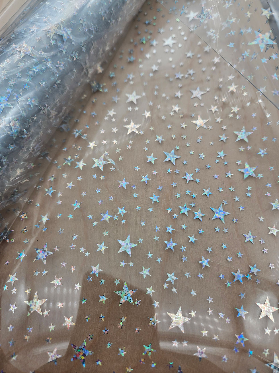 Thumbnail: 18" roll Iridescent stars- Clear vinyl