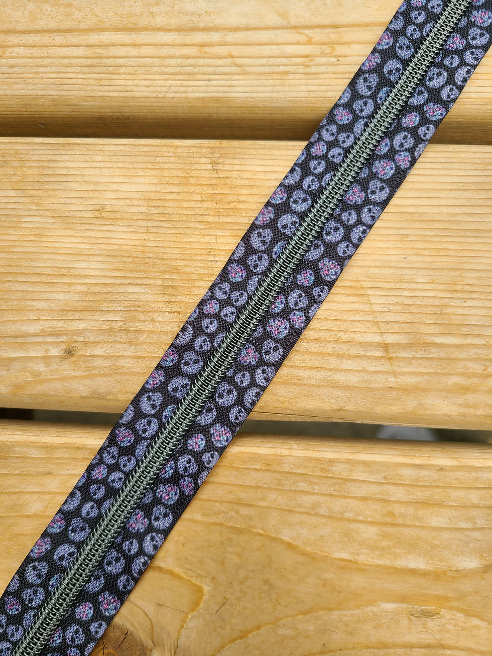 #5 Purple skulls tape w/ gunmetal teeth