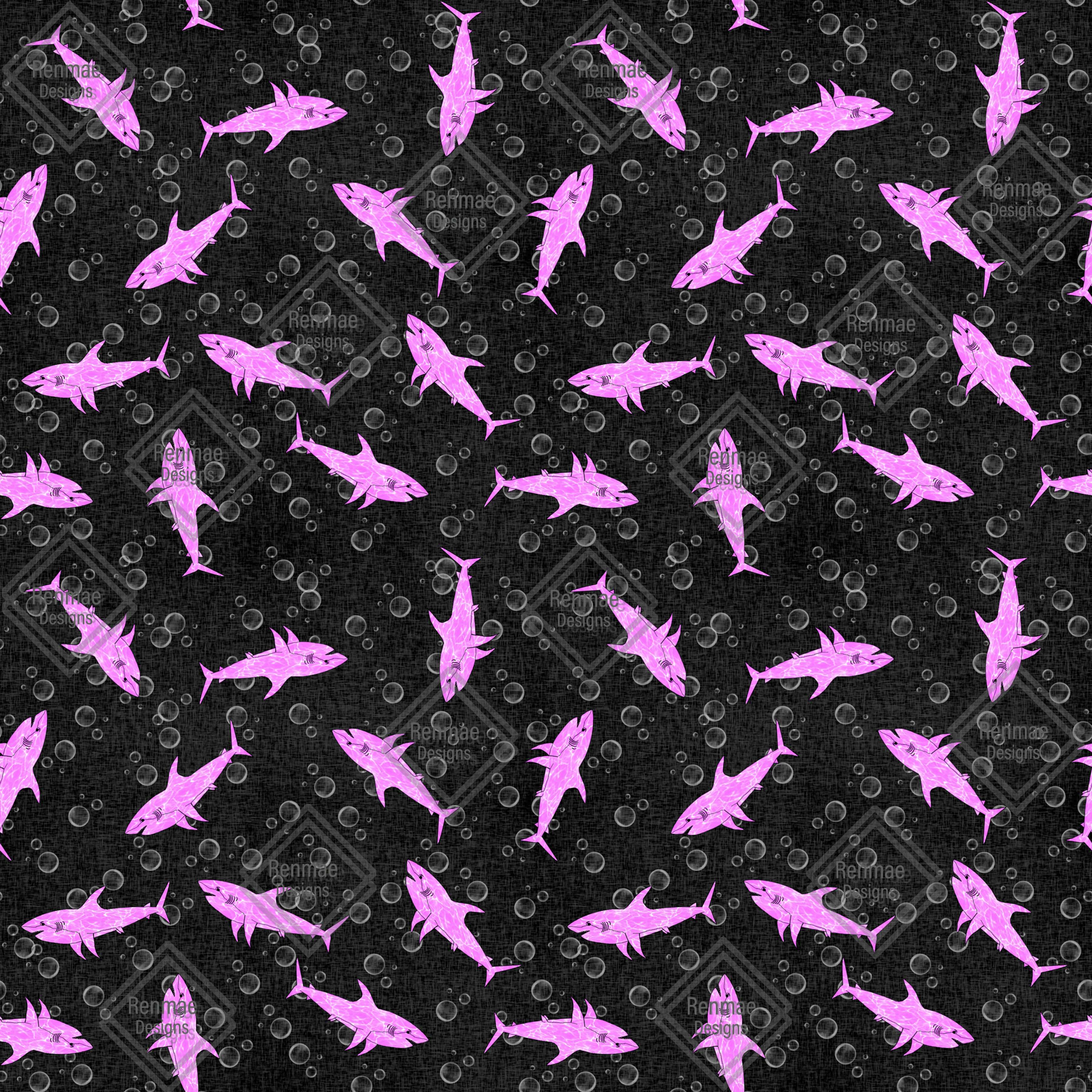 Cotton woven- Shark toss with bubbles- pink *small scale