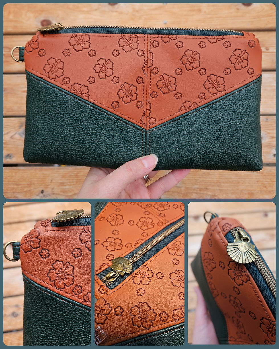 Thumbnail: 18" roll Brown hibiscus- faux leather