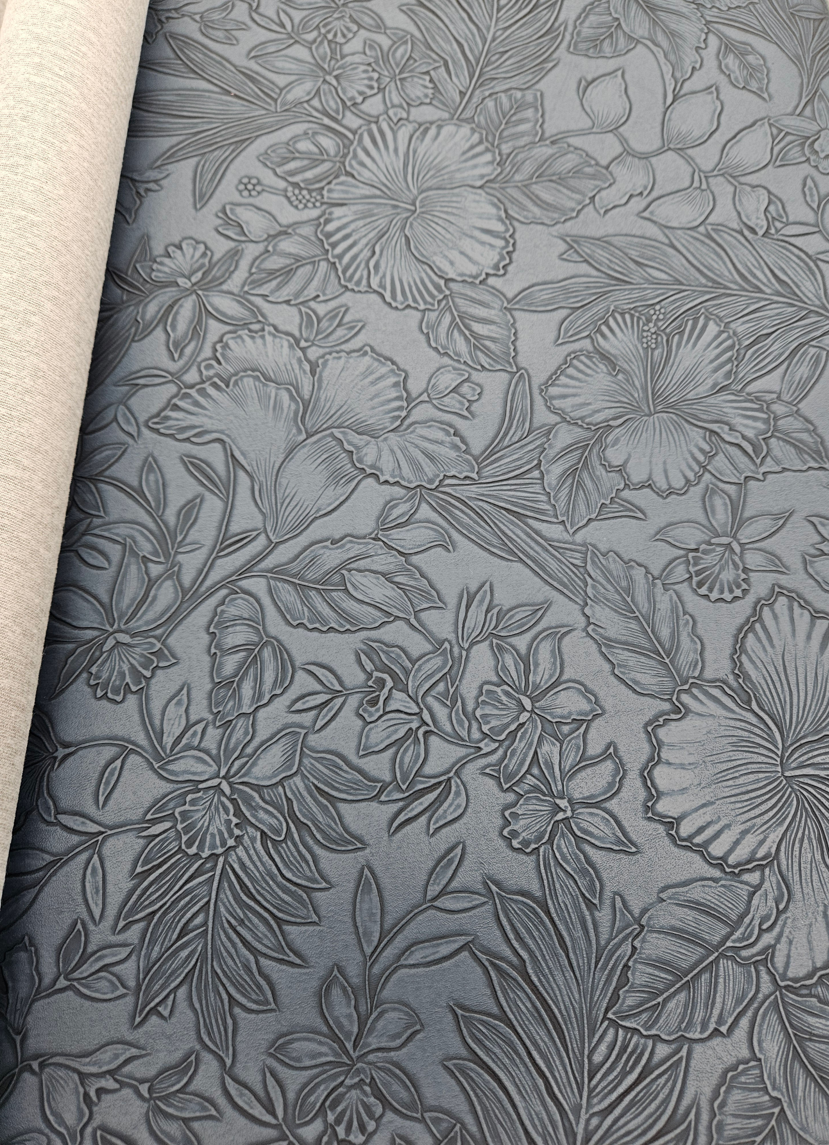 18" Dusty blue hibiscus- faux leather
