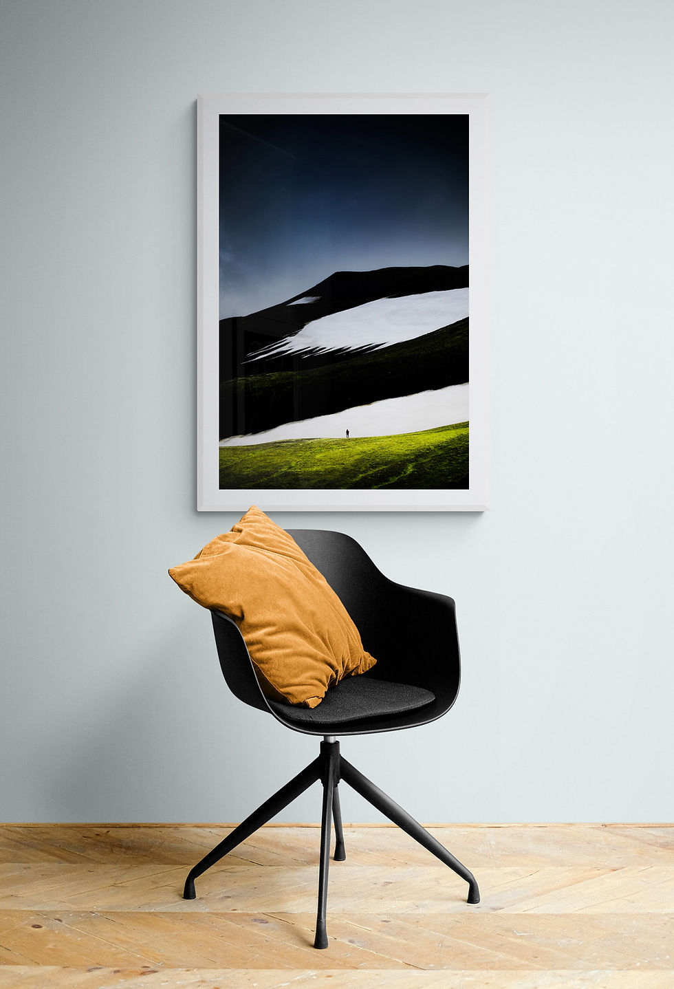 Thumbnail: Framed Art Print Man against Black Mountain.