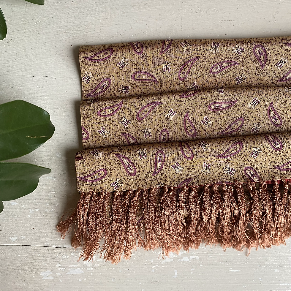 Thumbnail: 1950's Men's Gold Paisley Fringe Scarf