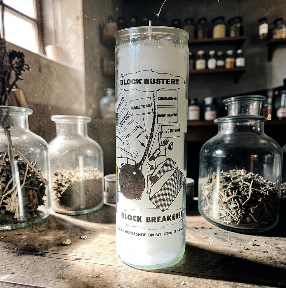 Blockbuster 7 Day Hoodoo Ritual Fixed Candle With Oil- Remove Blockages, Achieve