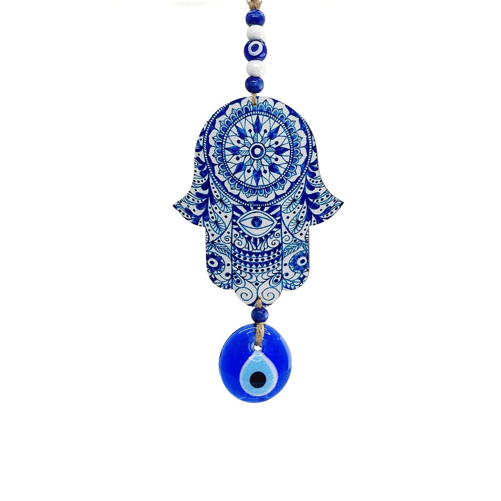Lovely Hues of Blue Hamsa Hand Wall Art For Home or Office- Protection
