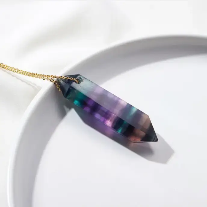 Thumbnail: Rainbow Fluorite Necklace  - Attracts Growth + Abundance, ETC