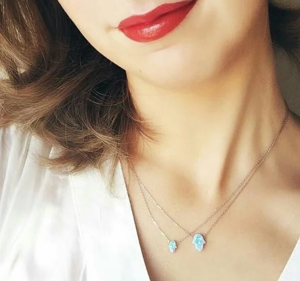 Blue Opal Hamsa Necklace - Luck & Protection