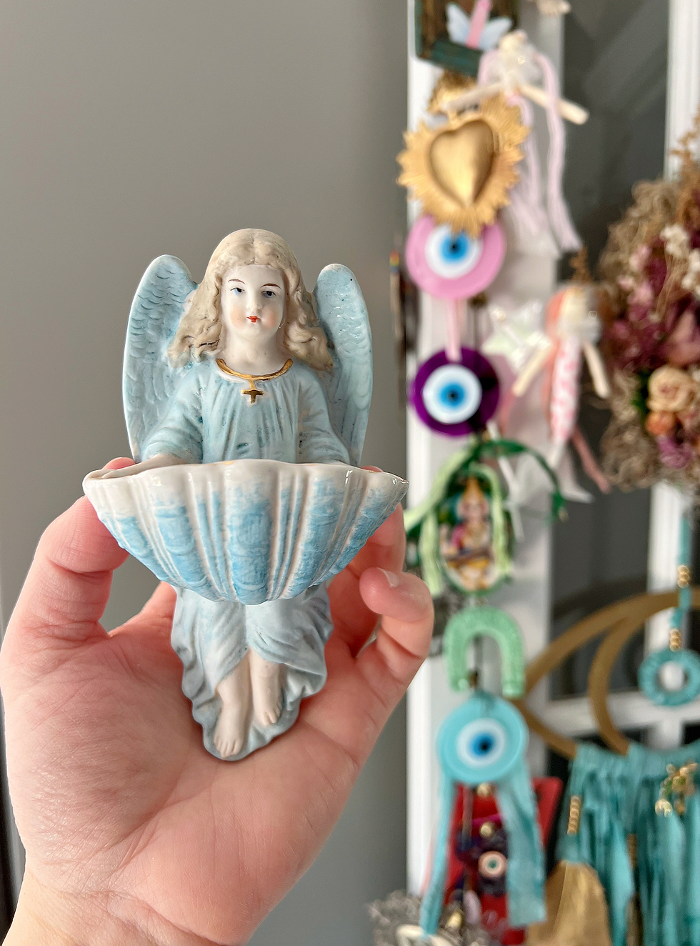 Thumbnail: Antique French Holy Water Font With Free Holy Water Bottle