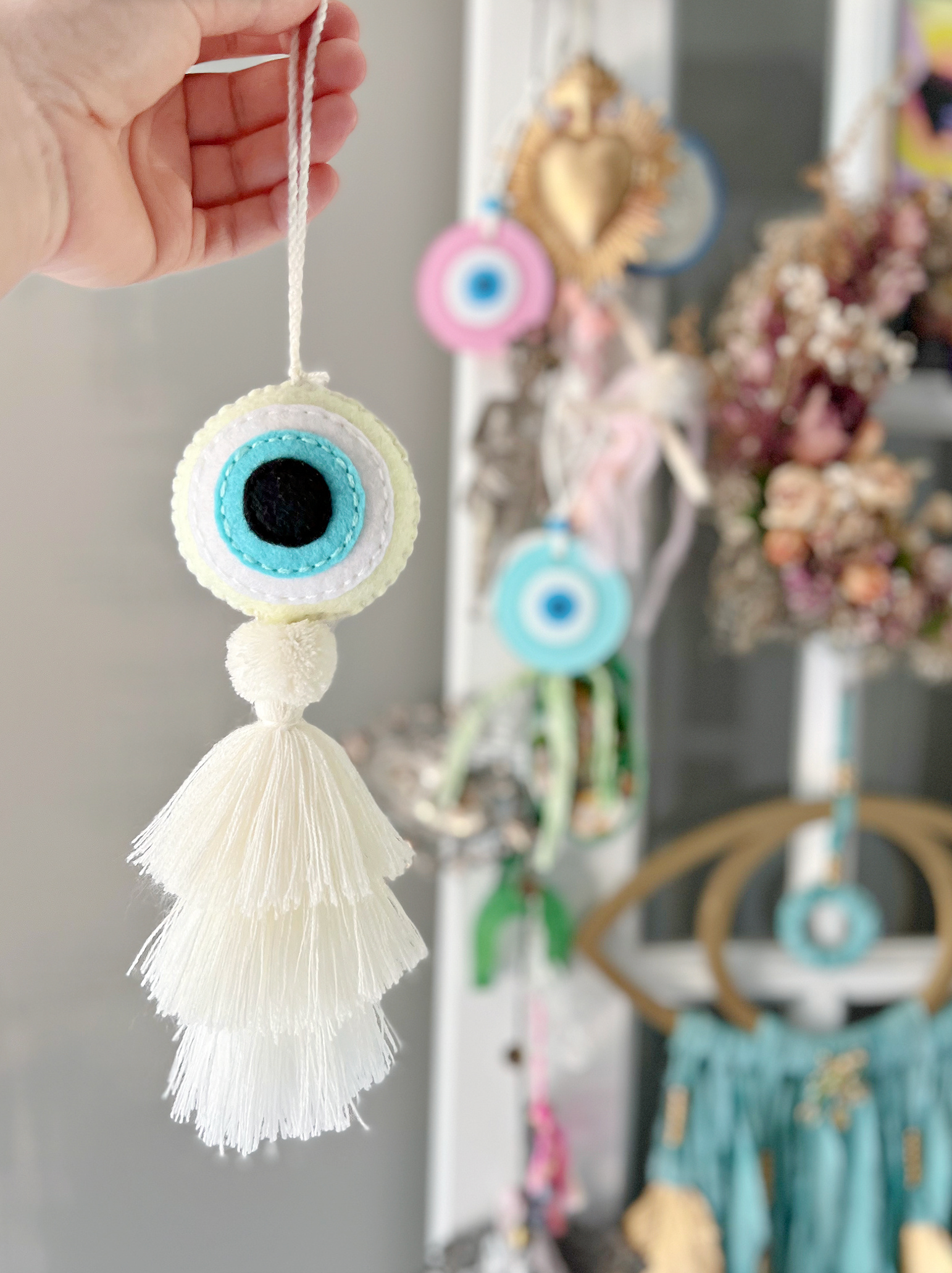 White/Blue Evil Eye Talisman- Wards Against & Removes the Evil Eye