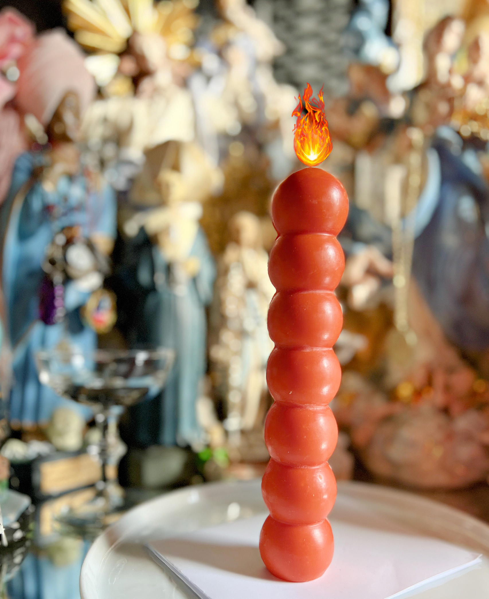 Seven Knob Candle - ORANGE - Road Opener, Success, Opportunity, Legal