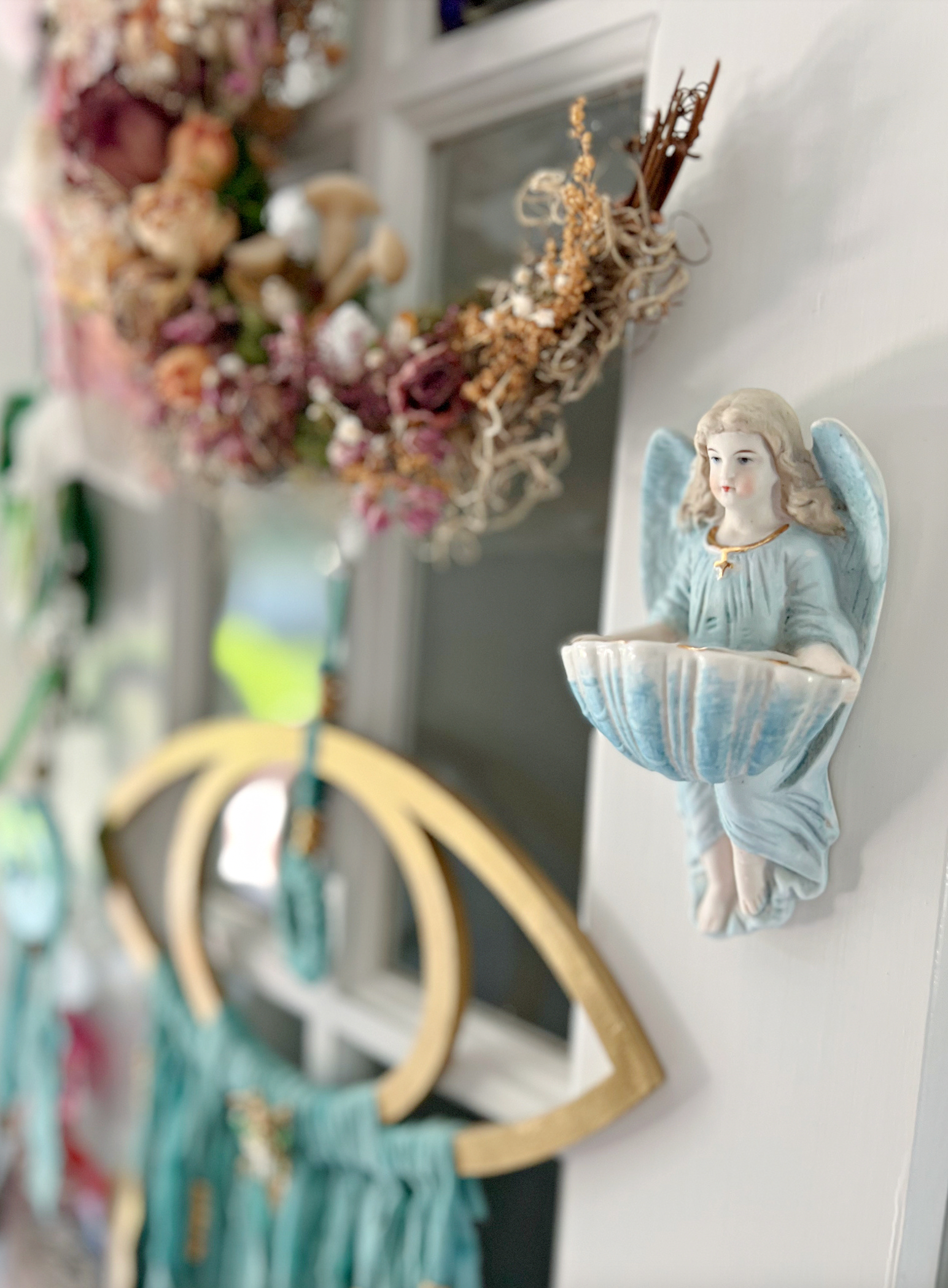 Antique French Holy Water Font With Free Holy Water Bottle