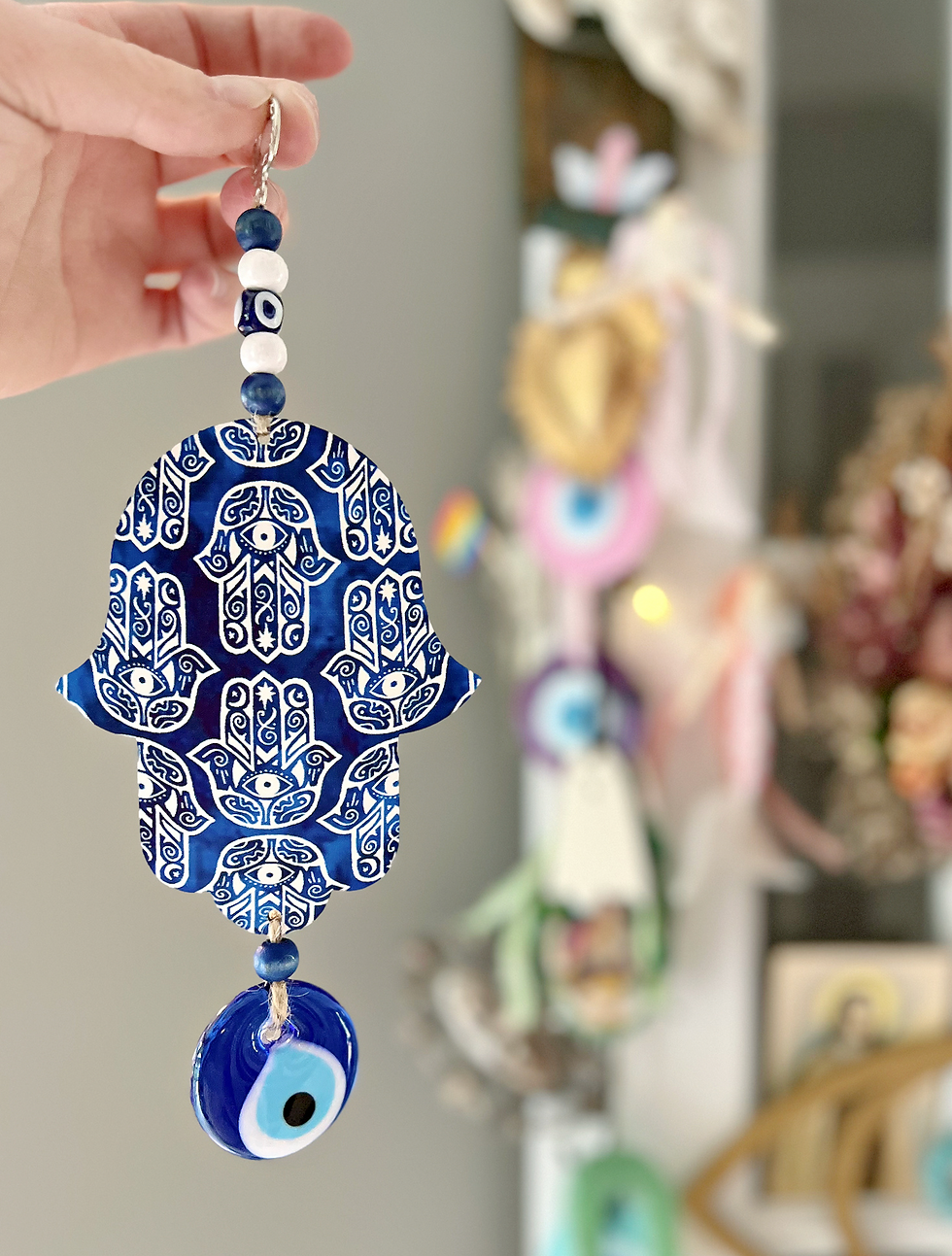 Thumbnail: Hamsa Hand Evil Eye Hanging Charm -Warding Off The Evil Eye or Jealousy