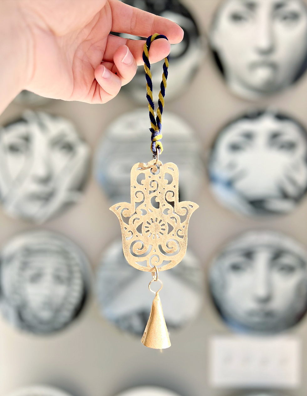 Thumbnail: Hamsa Ornament- Mini Bell - Protection, Peace and Prosperity