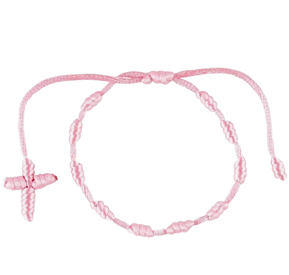 Pink Knotted Cord Rosary Bracelet (Blessed From My Church) Protection