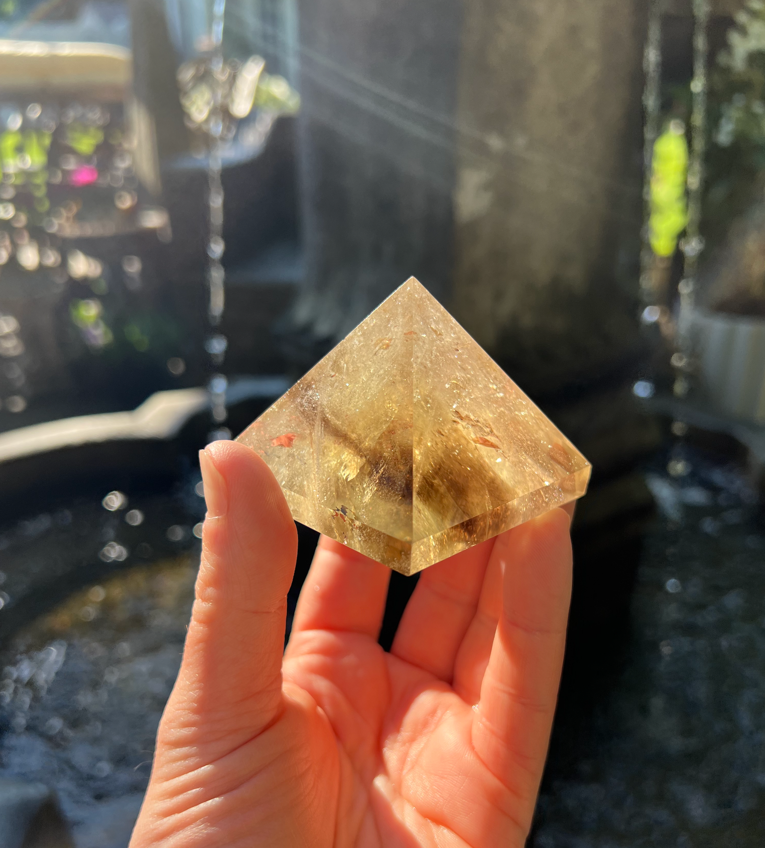 Smoky Citrine Pyramid.- Removes Money Blocks, Allows Prosperity to Flow