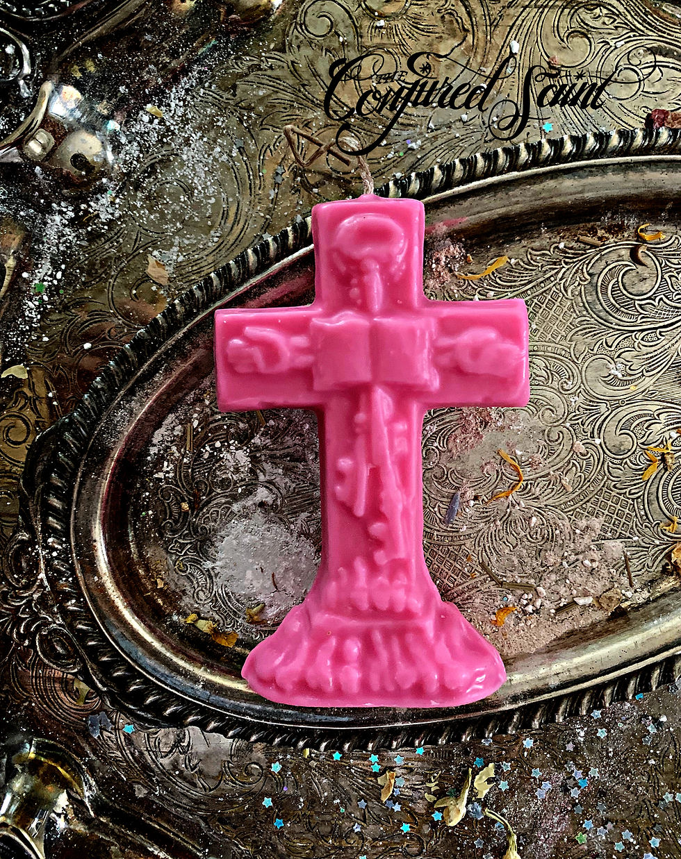 Pink Master Key Crucifix Candle- Long Lasting Love, Keep Your Lover Close