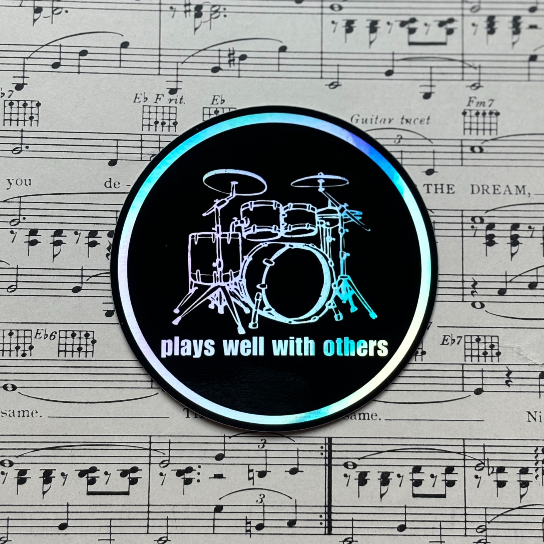 Holographic Drummer Sticker