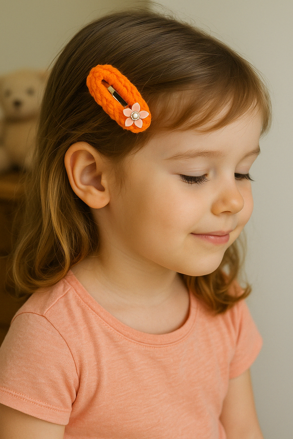 Miniaturbild: Haarspangen Orange gehäkelt 2er-Set