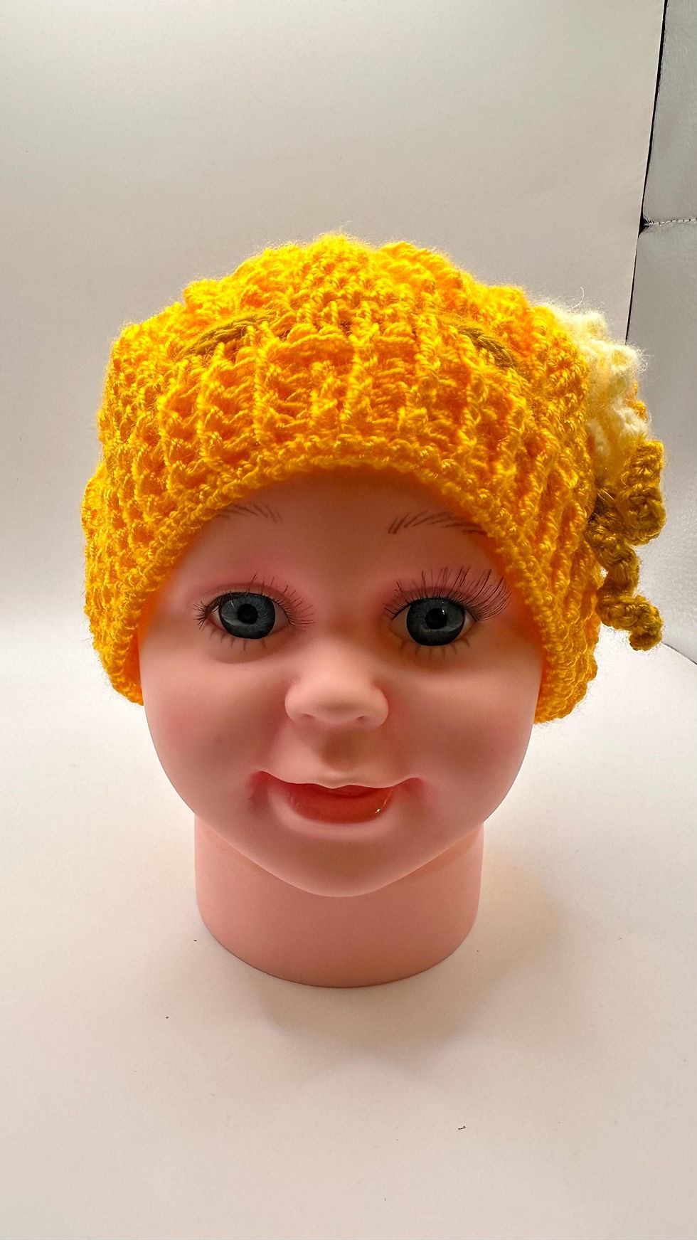 Yellow Crochet Baby Hat with Flower – Newborn Spring Gift Handmade